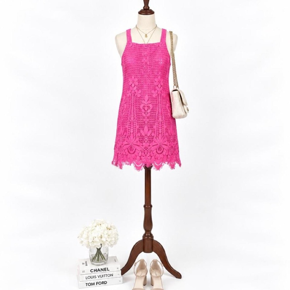 Francesca's Hot Pink Lace Shift Dress – Size XS